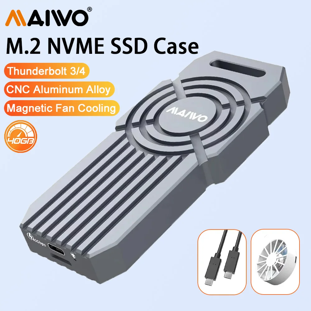 MAIWO M.2 NVME External Hard Drive Enclosure M.2 To USB4.0 40Gbps Solid State Disk Aluminum Box Compatible with Thunderbolt 4/3