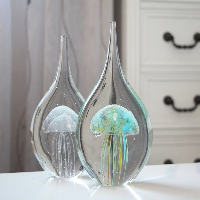 Glass Decoration Office Living Room Decoration Decoration Porch Wine Cabinet Glass Water Drop Jellyfish Gift Souvenir