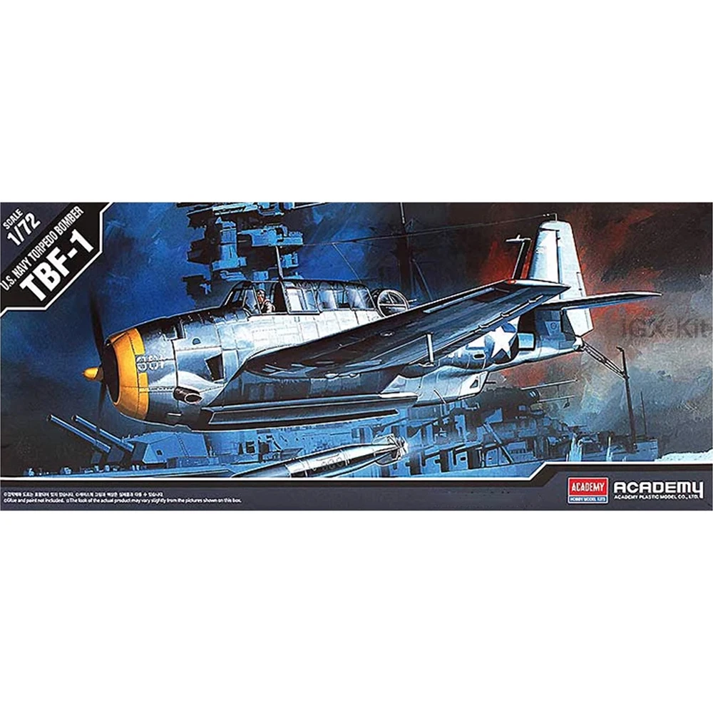 

Academy 12452 1/72 Scale US Navy Torpedo Bomber TBF1 TBF-1 Avenger Airplane Hobby Craft Toy Plastic Model Building Kit