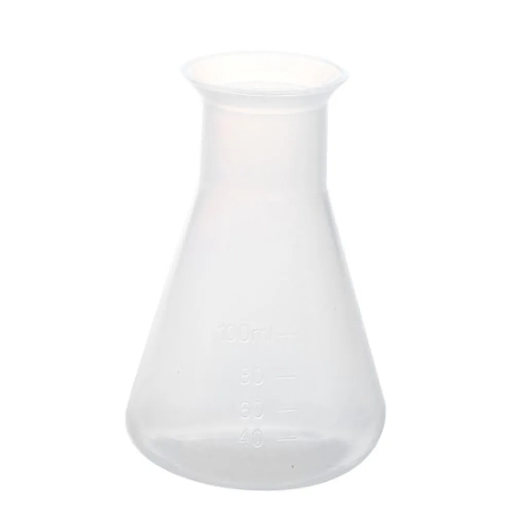 2pcs/lot 50-1000ml Clear White Plastic Laboratory Chemical Conical Flask Storage Bottle