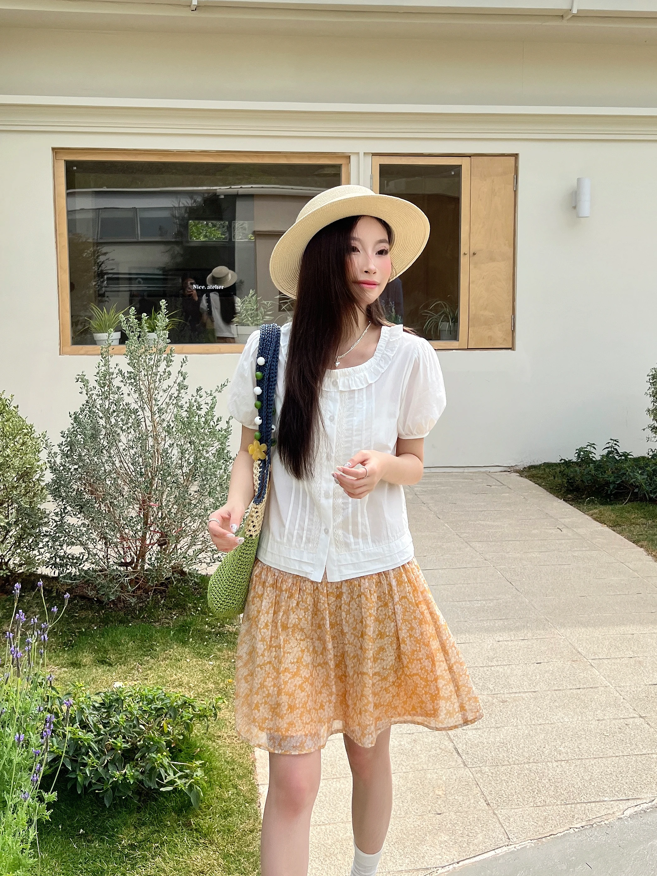 

Summer Floral Halter Neck Midi Dress Women's plus Size High Waist Flared Skirt Korean Style City Commute Casual A-Line Skirt