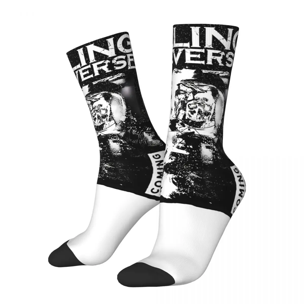 Funny Crazy compression Astronaut Falling In Reverse Sock for Men Hip Hop Vintage Pattern Printed Boys Crew Sock Casual Gift