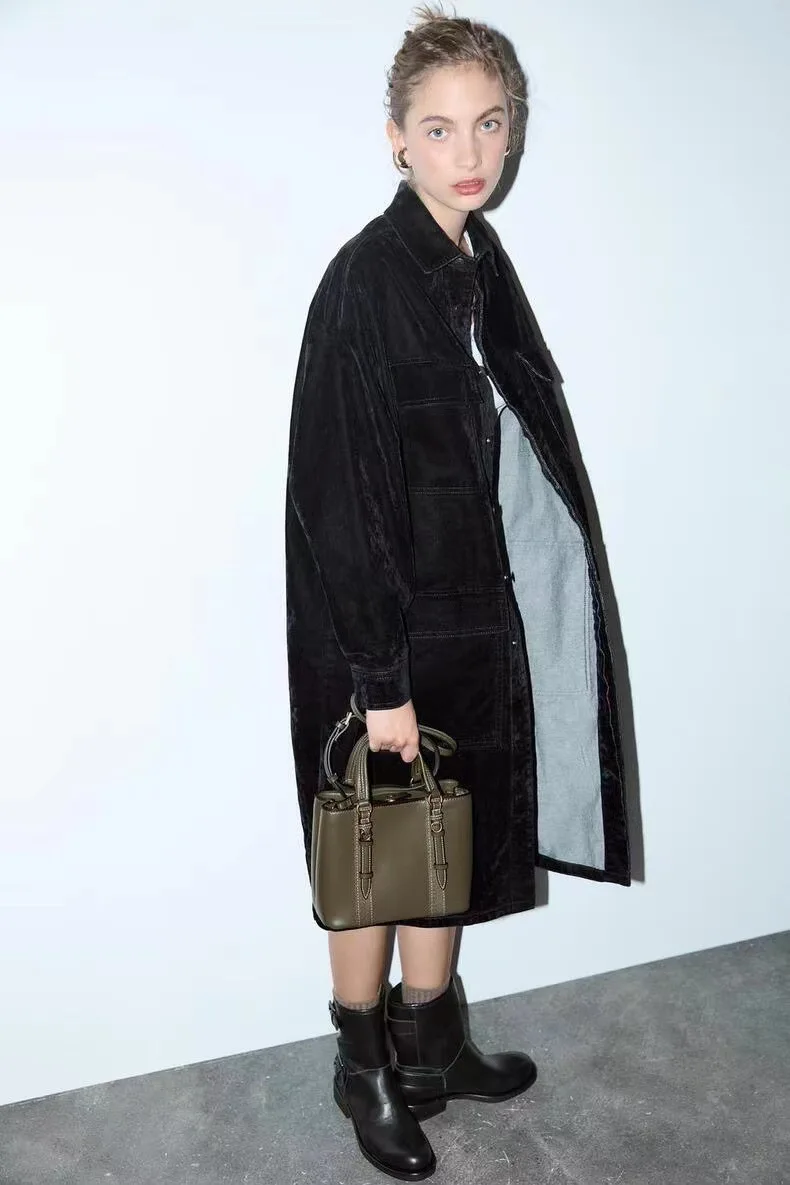 Tas Tote Wanita Tas Pegangan Atas Antik Tas Bahu Modis Kulit PU Solid Tas Selempang Kapasitas Besar Tas Tangan Komuter