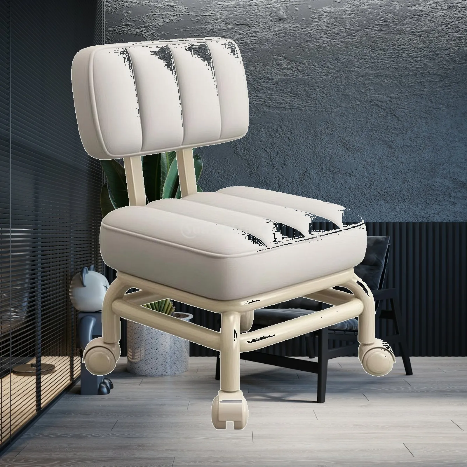 Space Saving Swivel Rolling Stool with Backrest for Childcare Assistance and Quick Task Positioning