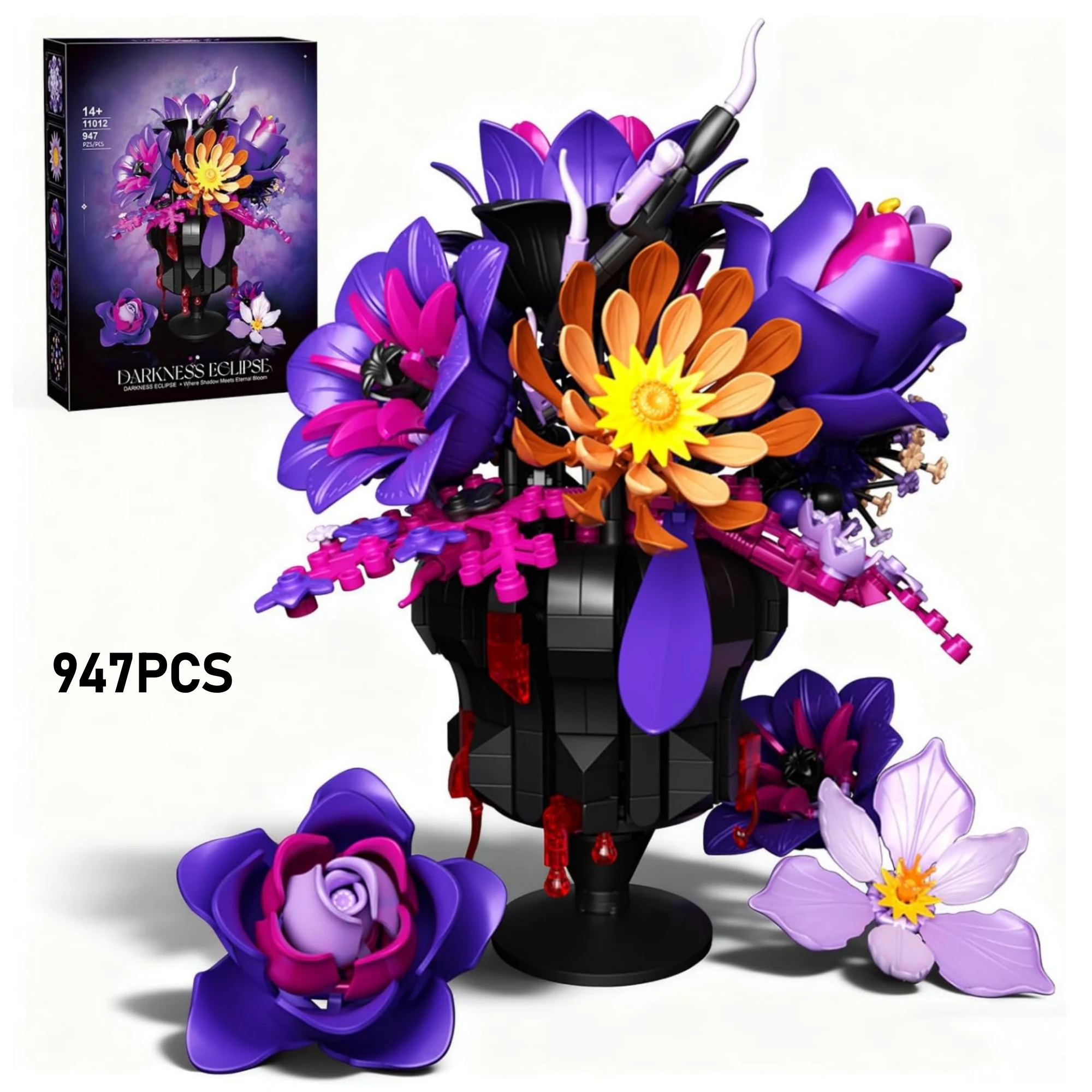 

Набор готических строительных блоков «Роза» из 947 деталей с вазой-капельницей, вечный цветок, конструктор «Сделай сам», декор для дома, игрушка для сборки, праздничный подарок для взрослых