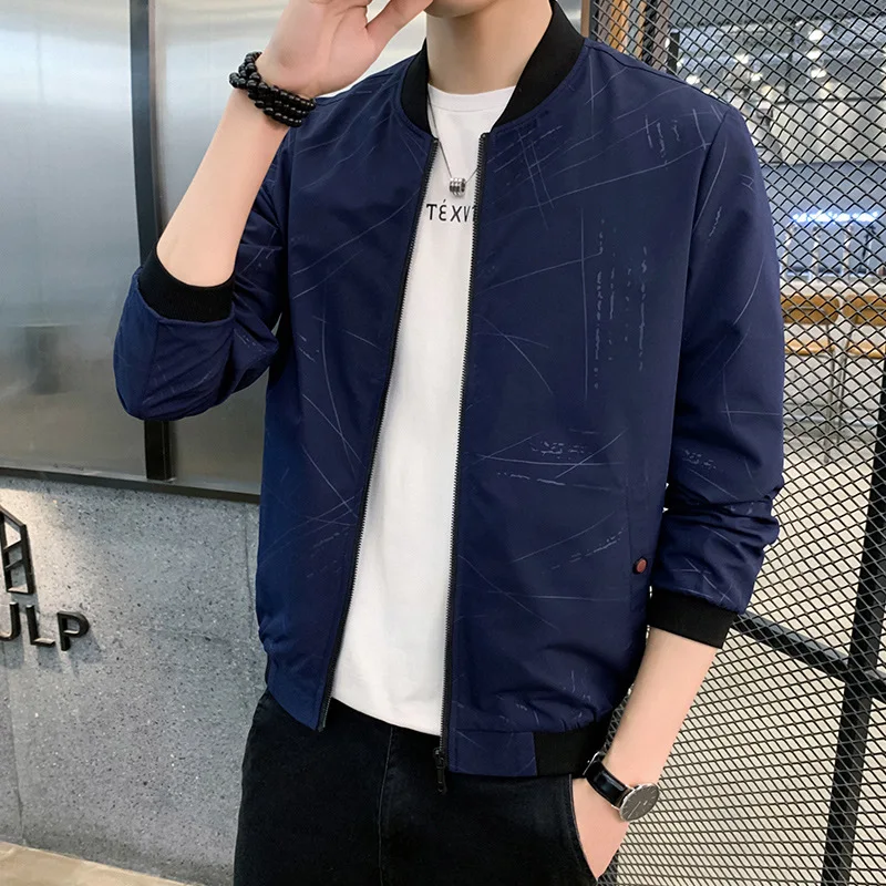 

2024 Men's Autumn New Thin Jacket Youth Stand Collar Casual Baseball Uniform