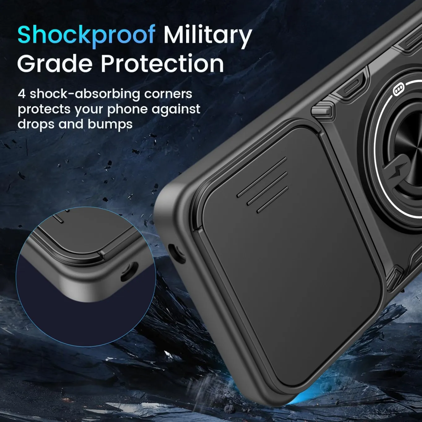 Stoßfeste Schutzhülle für Motorola Edge 70 60 Fusion Pro G86 G56 G06 G85 G15 G05 Kameralinsen-Schutz Magnetischer Ringständer Cover – Detail 3