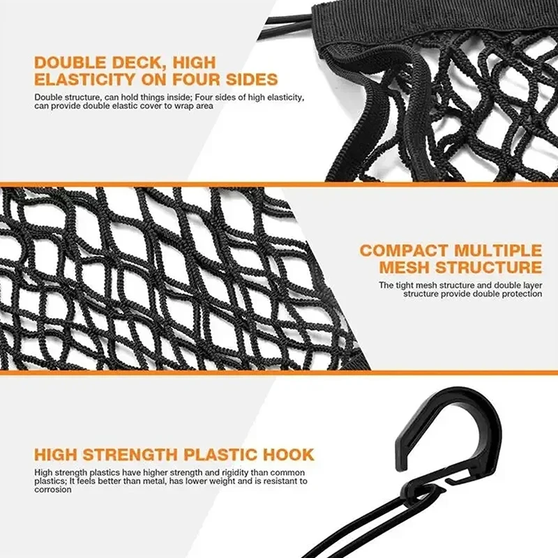 2-Layer سيارة تخزين صافي حقيبة بين مقاعد مقسم السيارة حاجز الحيوانات الأليفة لمط شبكة مطاطية مقسم حقيبة اكسسوارات السيارات