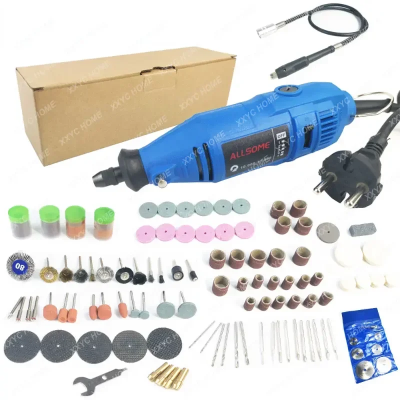 Электрическая гравировальная мини-дрель ALLSOM 180 Вт Dremel, полировальная машина, вращающийся инструмент с переменной скоростью, с 148 шт. аксессуаров HT2831
