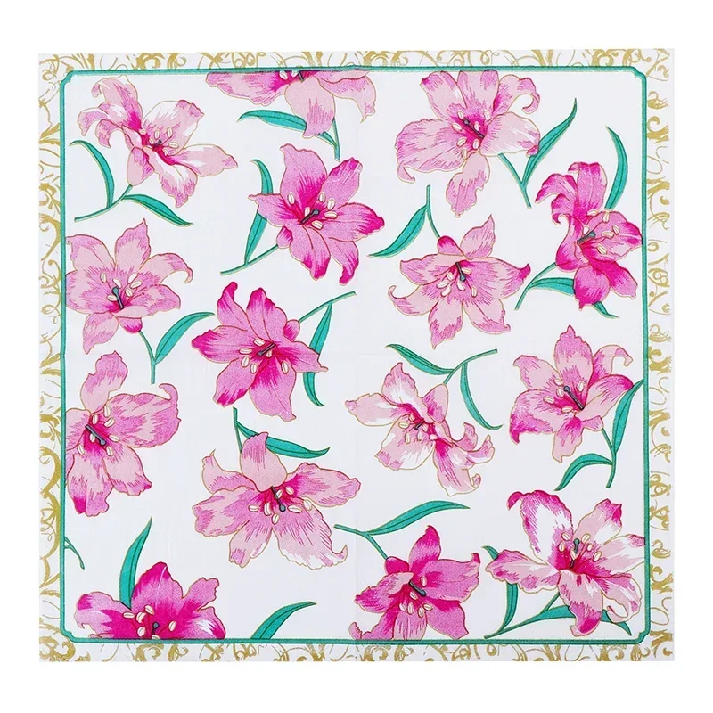 أدوات زنبق زجاجية قابلة للطي ، مناديل ملونة مطبوعة من الدرجة الغذائية ، ورق إعداد طاولات ديكور لفندق الزفاف ، عبوة مناديل 20 ، 33x33cm #5