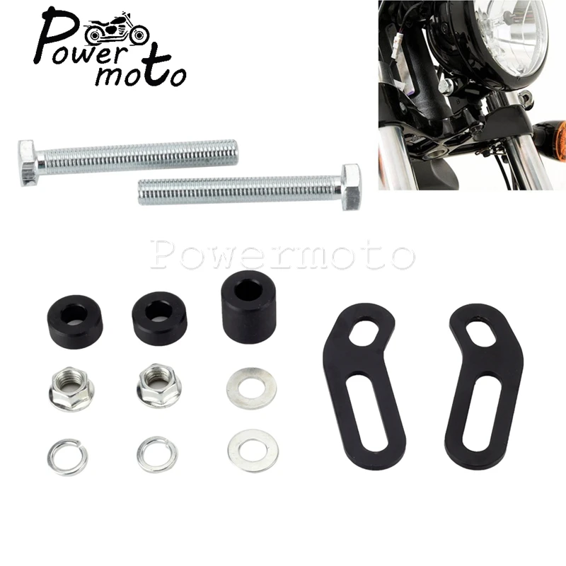 

For Harley Softail Low Rider S Sportster XL1200C 2011-2022 Headlight Mounting Block Front Headlamp Bracket Extension Mount Kit