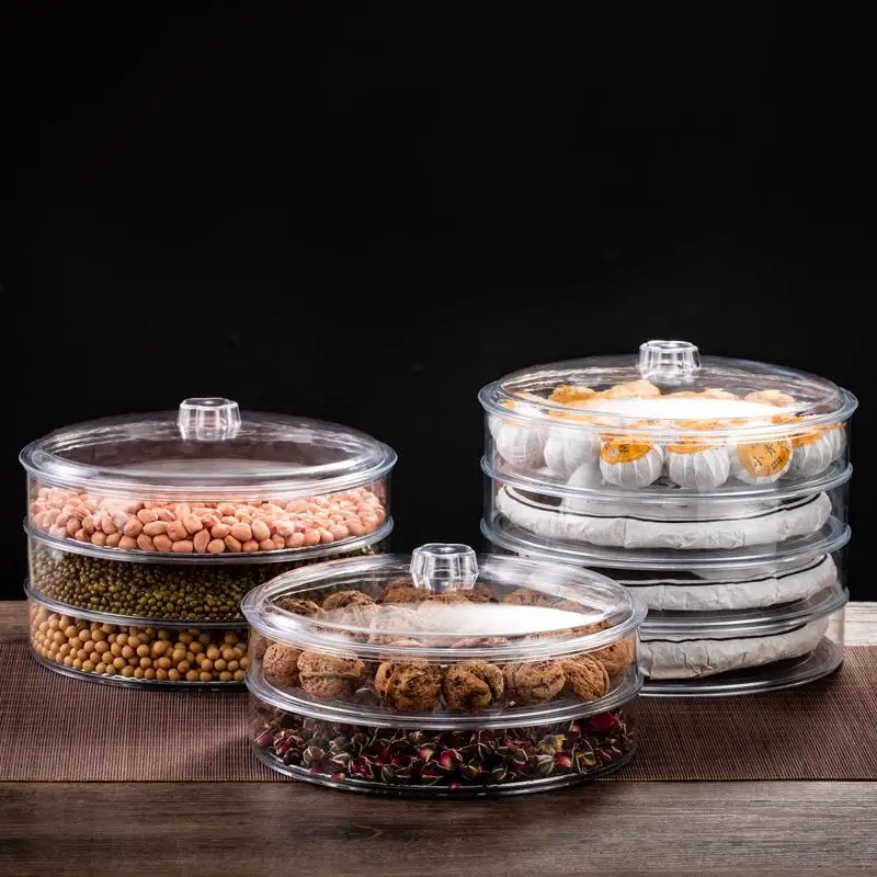Multi-functional Plastic Tea Storage Box Transparent Stackable Dust-proof Snacks Cake Case Sealed Large Capacity Tea Bag Box