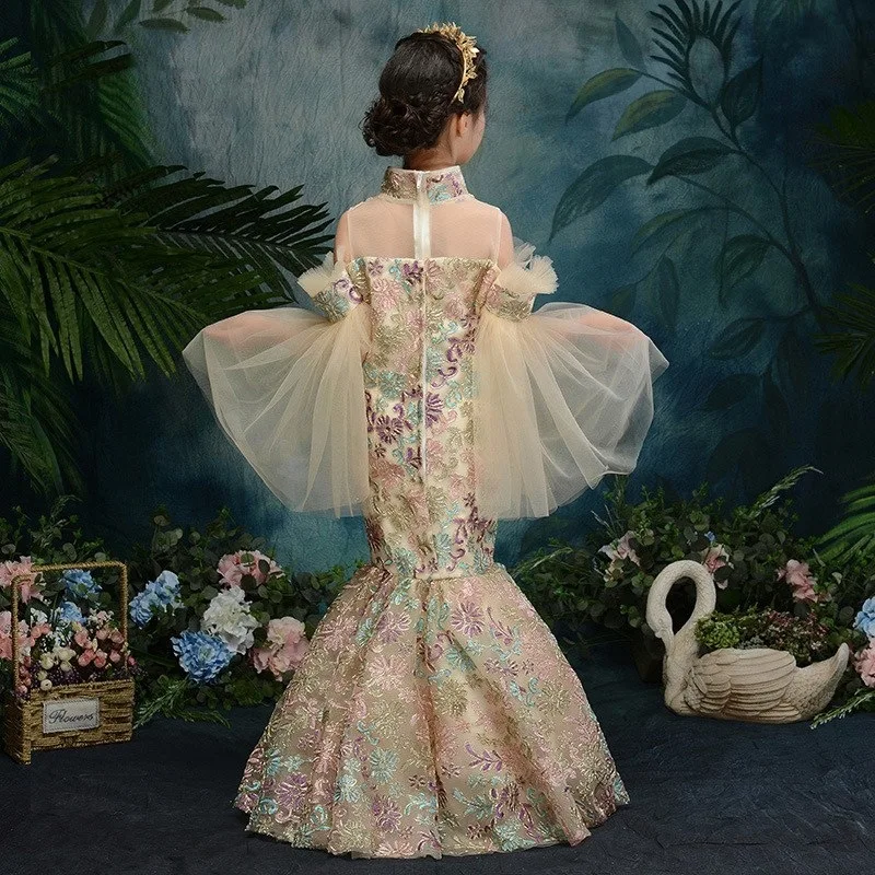 Robe de soirée pour enfants, modèles de piste, robe de princesse, petite fille, queue de poisson, olympiques de performance, vêtements pour filles