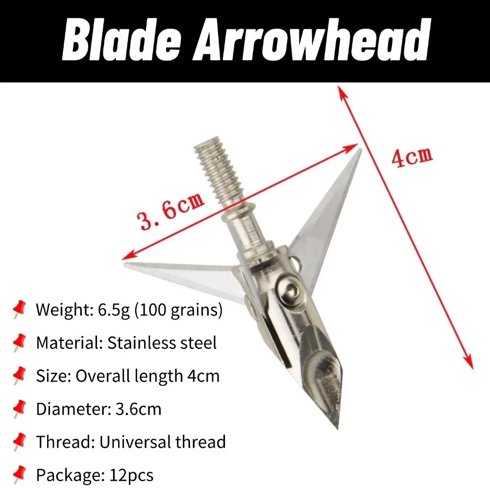 Punte di Freccia da Caccia 12  - Broadheads 100 Grain 3 Blade Hunting recensione e prezzo