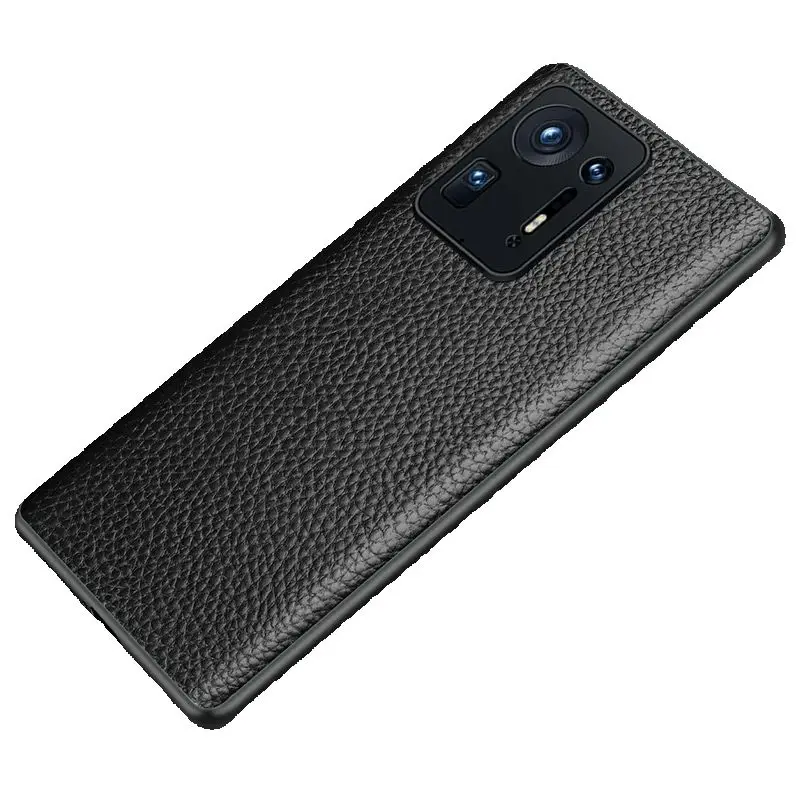 Funda de cuero genuino para Xiaomi 14 Pro Mix 4 Mix4, borde de silicona de goma suave, piel de vaca Natural Real, protección de borde completo