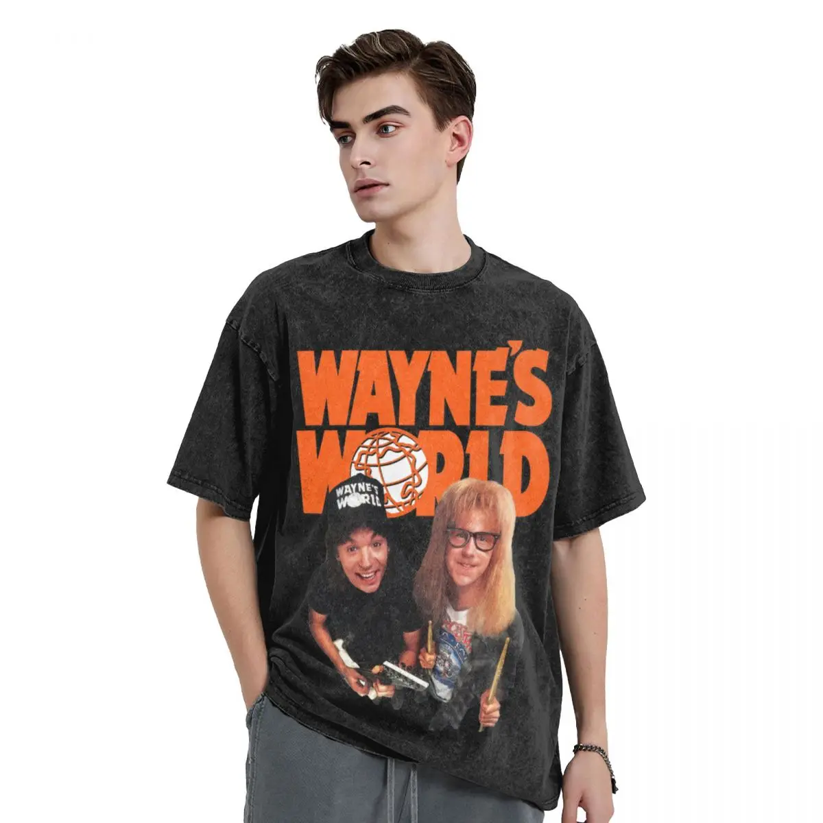 

Wayne's World T-Shirt korean fashion vintage graphic tee Blouse Men's t-shirt