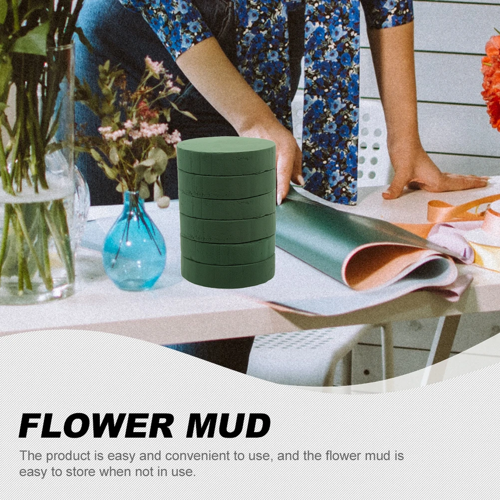 

6Pcs Round Flower Mud Strong Water Absorption Eco Friendly Floral Base for Arrangement Supplies Flower Arrangement Mud