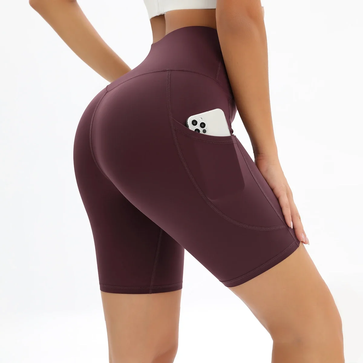 Yoga Shorts Women Fitness Shorts With Pockets Running Cycling Breathable Sports Leggings High Waist Summer Workout Shorts