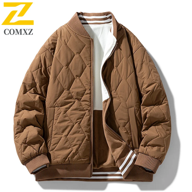 سترة قطن رجالية 2025 جديدة على الوجهين سميكة مقاومة البرد الدافئة البيسبول طوق سترة الملابس الشتوية في الهواء الطلق سترة قطن #6