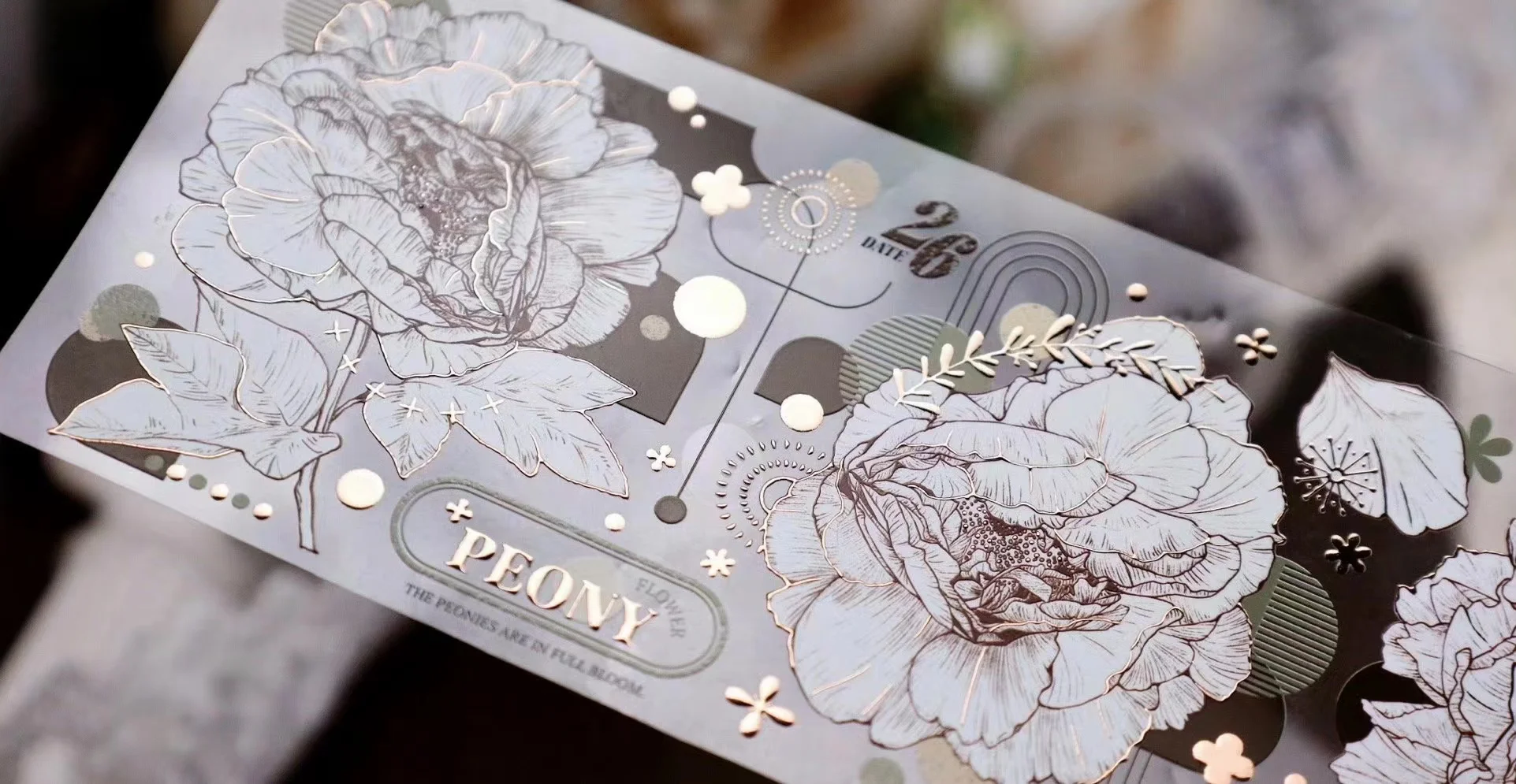 Vintage düz boyalı şakayık Washi evcil hayvan bandı planlayıcısı DIY kart yapımı Scrapbooking planı dekoratif Sticker