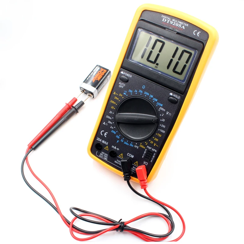 Dt9205a Professional Digital Multimeter Electric Handheld Ammeter Voltmeter Resistance Capacitance Hfe Tester Ac Dc Lcd