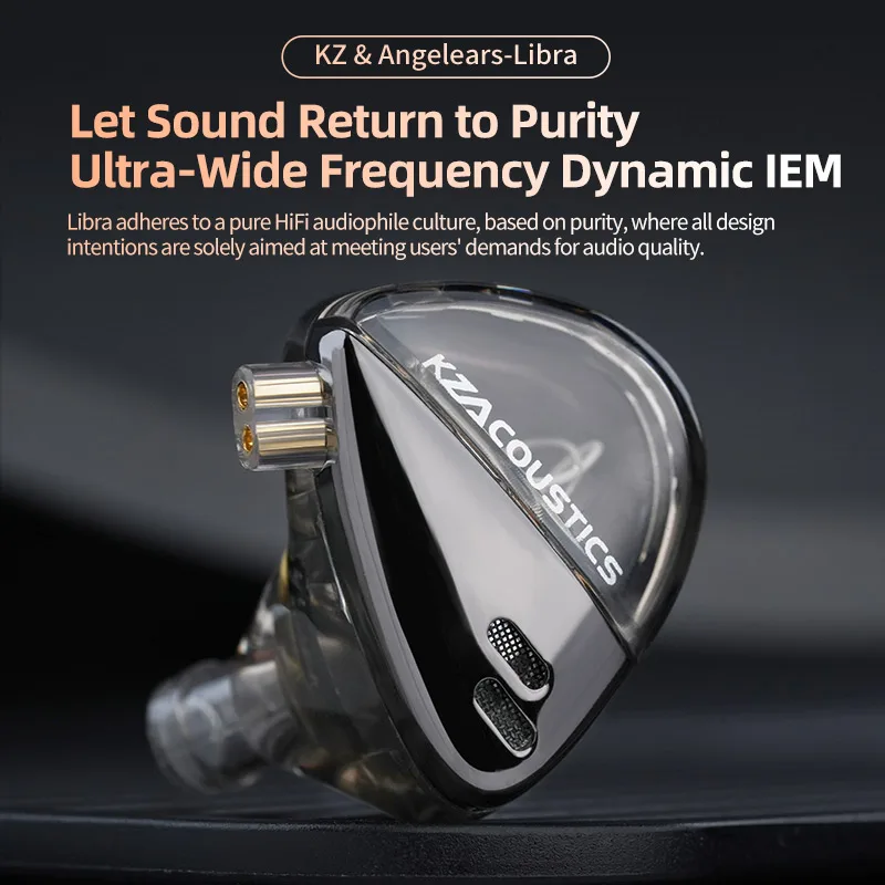 KZ X Angelers Libra Wired In Ear High Fidelity Earphones IEMs Ultra Wideband Dynamic Monitor with 0.75 Detachable Cable