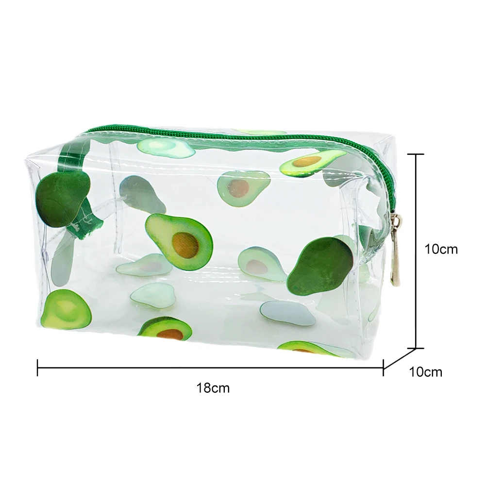 Organizer cosmetico in PVC trasparente Custodia per trucco trasparente con frutta e avocado Custodia multifunzione impermeabile per penne da donna e ragazza