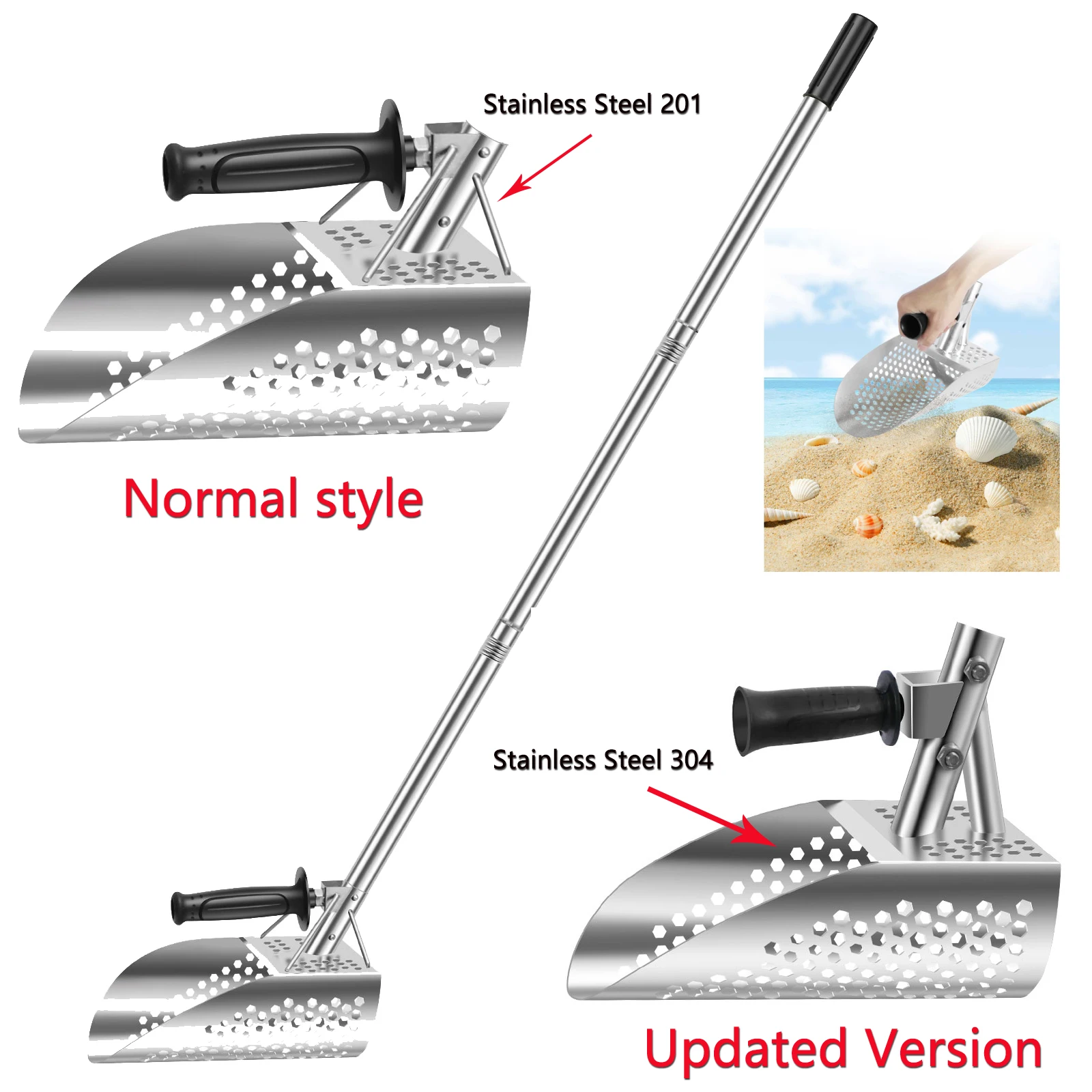 

Metal Detecting Shovel Sand Scoop Sifter Metal Scoop Stainless Steel Metal Detector Shovel Treasure Hunting, Beach Sand Scoop