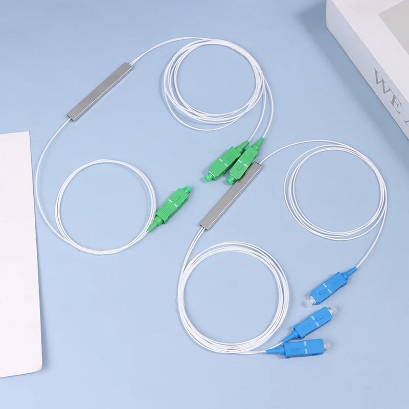 1pc Fiber Splitter FTTH Single Mode Fiber Optic PLC Splitter 1x2 SC/APC SC/UPC Mini Blockless 1*2 SC APC/UPC Connector