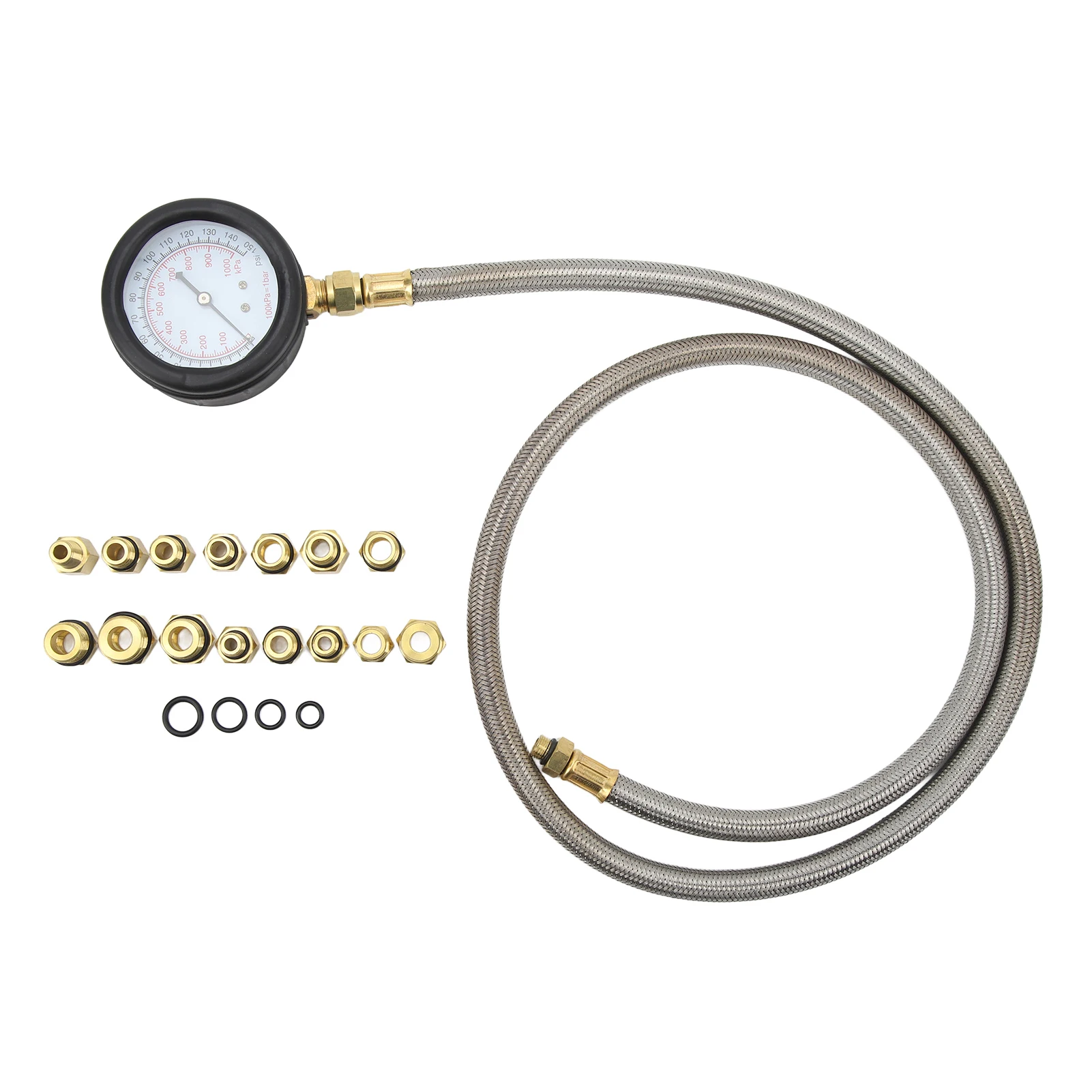 Universal Vehicle Oil Pressure Tester Kit 0‑150PSI Gauge Flexible Hose With 15 Adapters For Multi‑Model Automobile Pressure Test