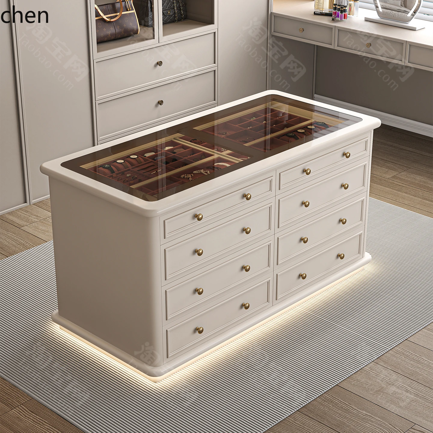 

LXC Cloakroom Nakashimadai Clothing Store Jewelry and Jewelry Display Cabinet Drawer Type Double-Sided Storage Cabinet