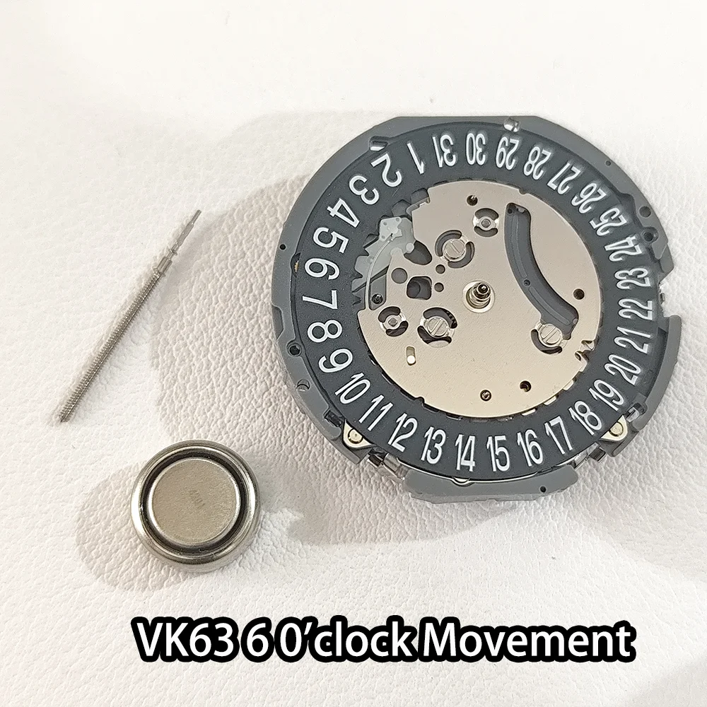 For VK63 High Accuracy Quartz Chronograph Movement Date At 3/6 O'clock White/Black Windows Multifunctional Men‘s Watch Movements