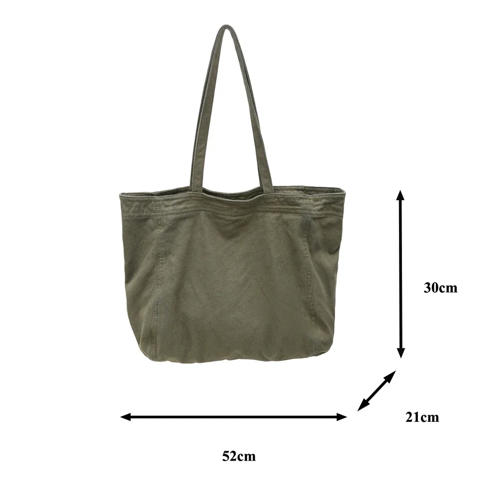 Big Canvas Women's Bag Korean Eco Bag Shopping Solid Shoulder Bag Student Messenger Bag Y2K Handbag High Quality Tote Bag Ladies