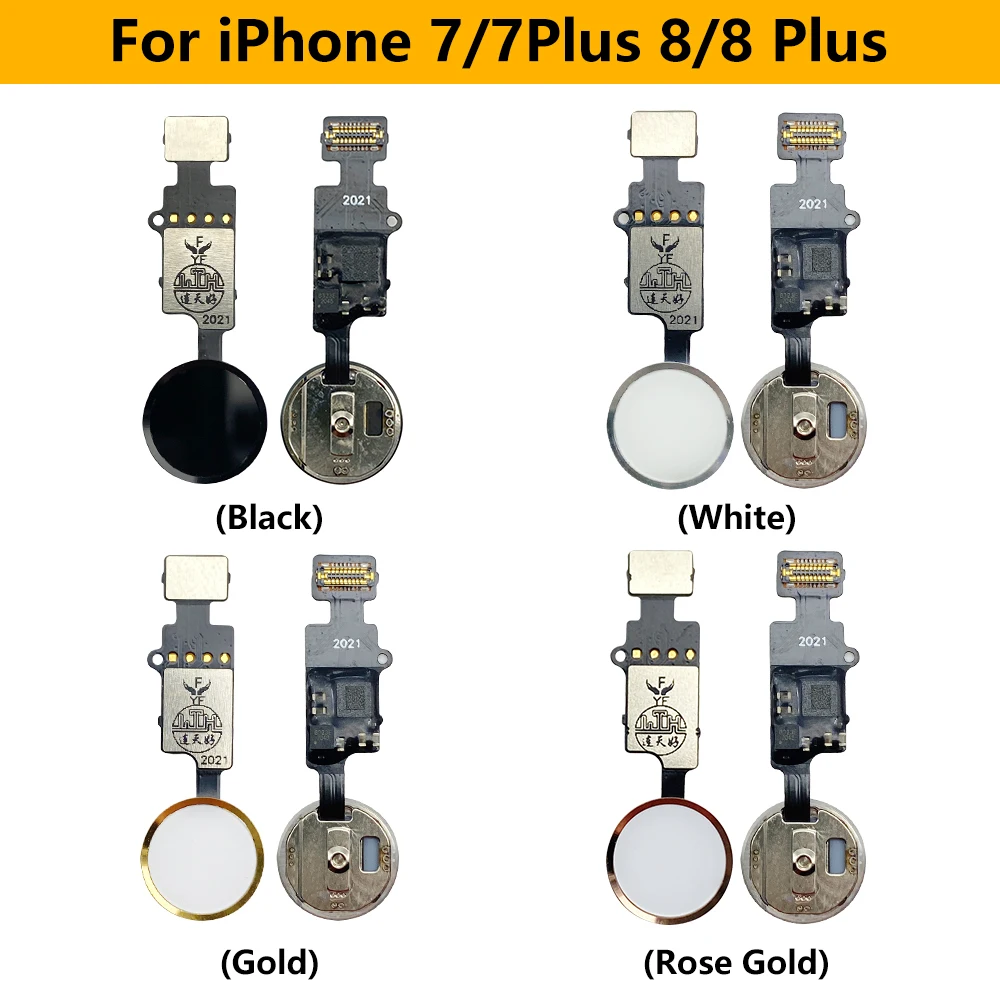 10 Pcs For IPhone 7 8 Plus ID Home Button Fingerprint Menu Return Key Flex Cable Smartphone Replacement NO Fingerprint Scanner