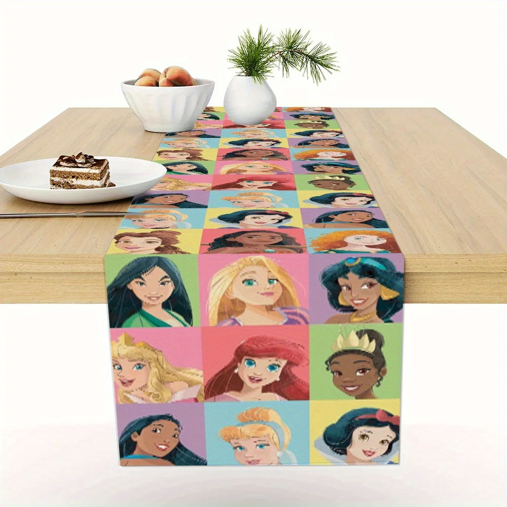 1 Piece Disney Princess Pattern Square Tablecloth, Washable Table Runner, Suitable for Dinner Parties, Family Gatherings, Home Decoration, Birthday Party Decoration