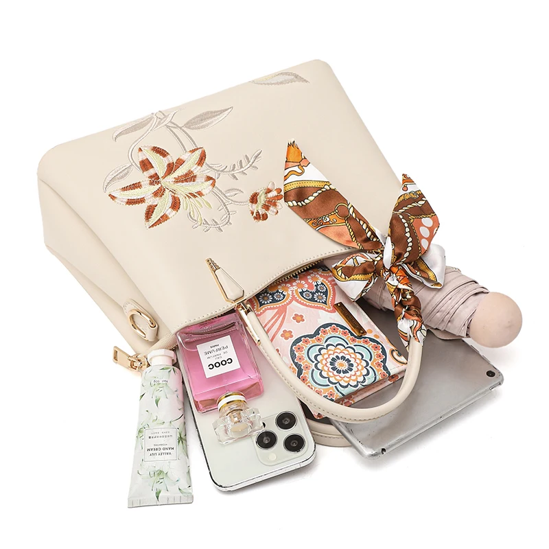 Chinese Style Embroidery HandBags for Women Top Handle Crossbody Tote Bags Women's Shoulder Cross Body Messenger Bag Satchel