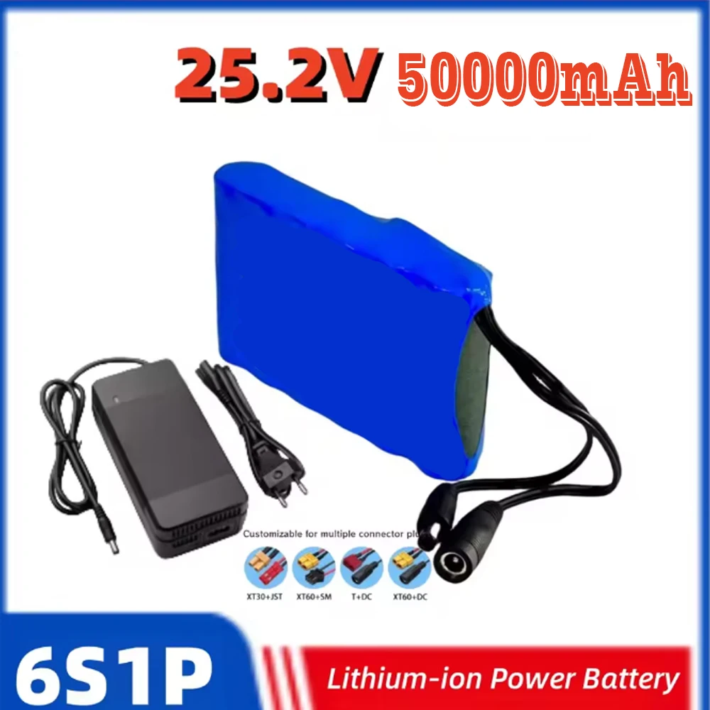 

24v 6S1P Battery Pack 50000mah Rechargeable Lithium Ion Battery 50ah Capacity for CCTV Camera Monitor with DC 25.2V 1A Charger