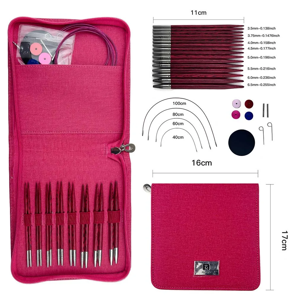 

High Quality Birch Circular Knitting Needles 8 Pairs Interchangeable Sweater Weaving Tools Wool Cotton Yarn DIY Knit Accessories