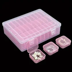30Pcs Small Box Transparent Plastic Storage Jewelry Beads Box Container with Hinged Lid for Earring Jewelry Rectangle Box Case