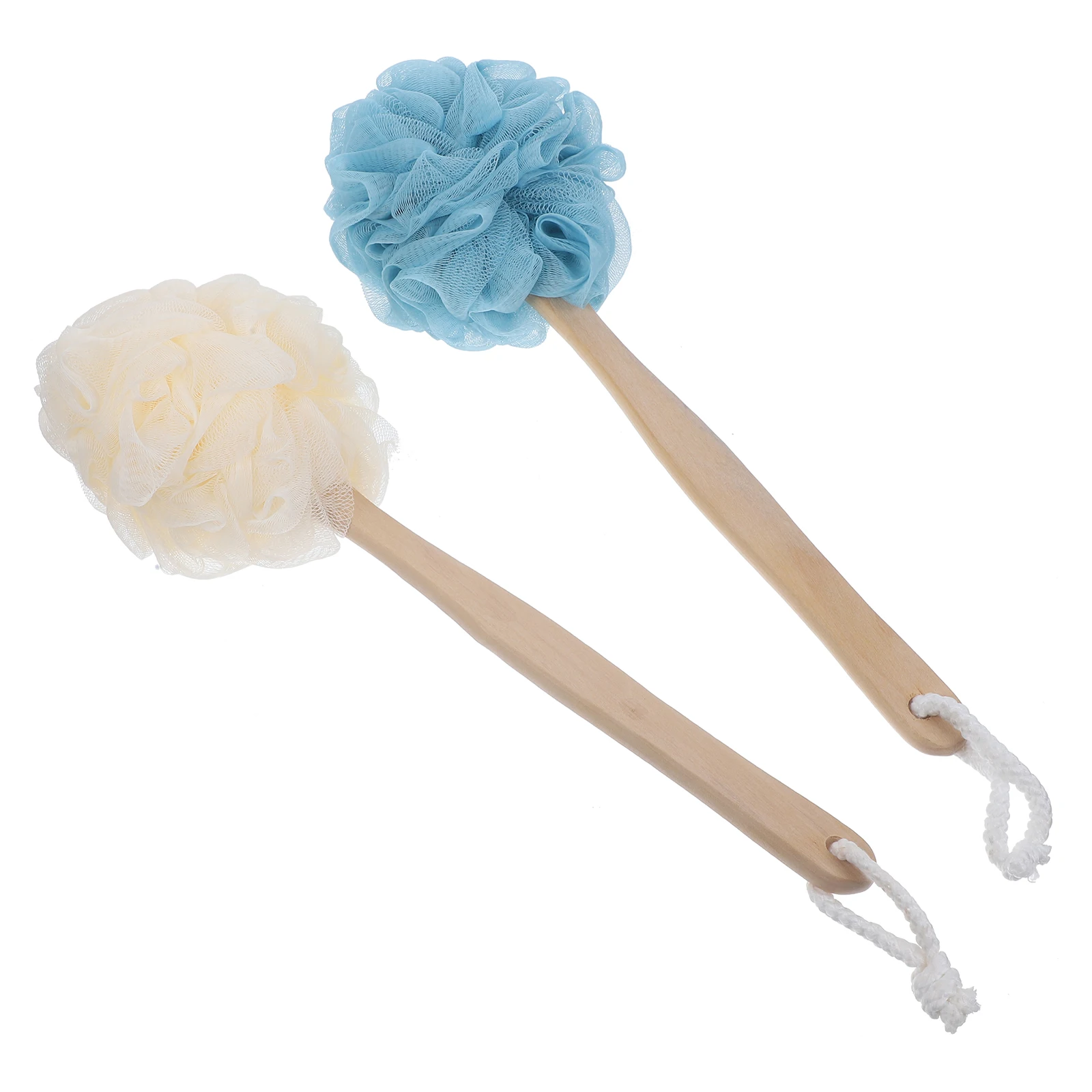 

2pcs Bath Brush Bathing Tools Long Handle Wooden Shower Scroll Wheel Cleaning Elderly Thick Practical Season Household