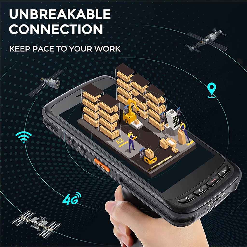 

5-дюймовый портативный КПК Android 11, 2D сканер штрих-кода, 4G, Wi-Fi, GPS, NFC, прочный терминал сбора данных