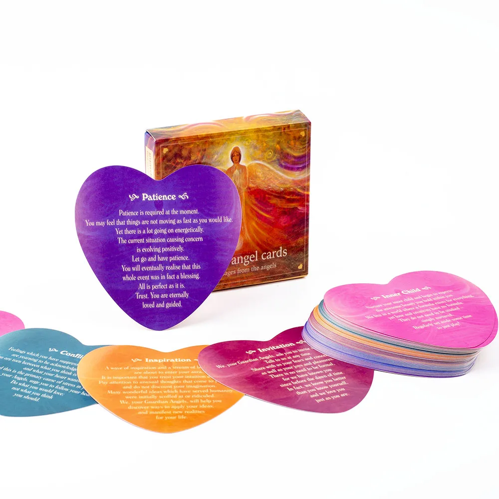Gudian Angel Cards Herzförmige englische Oracle-Karte, 46-Karten, liebevolle Nachrichten aus den Engeln – Detail 4