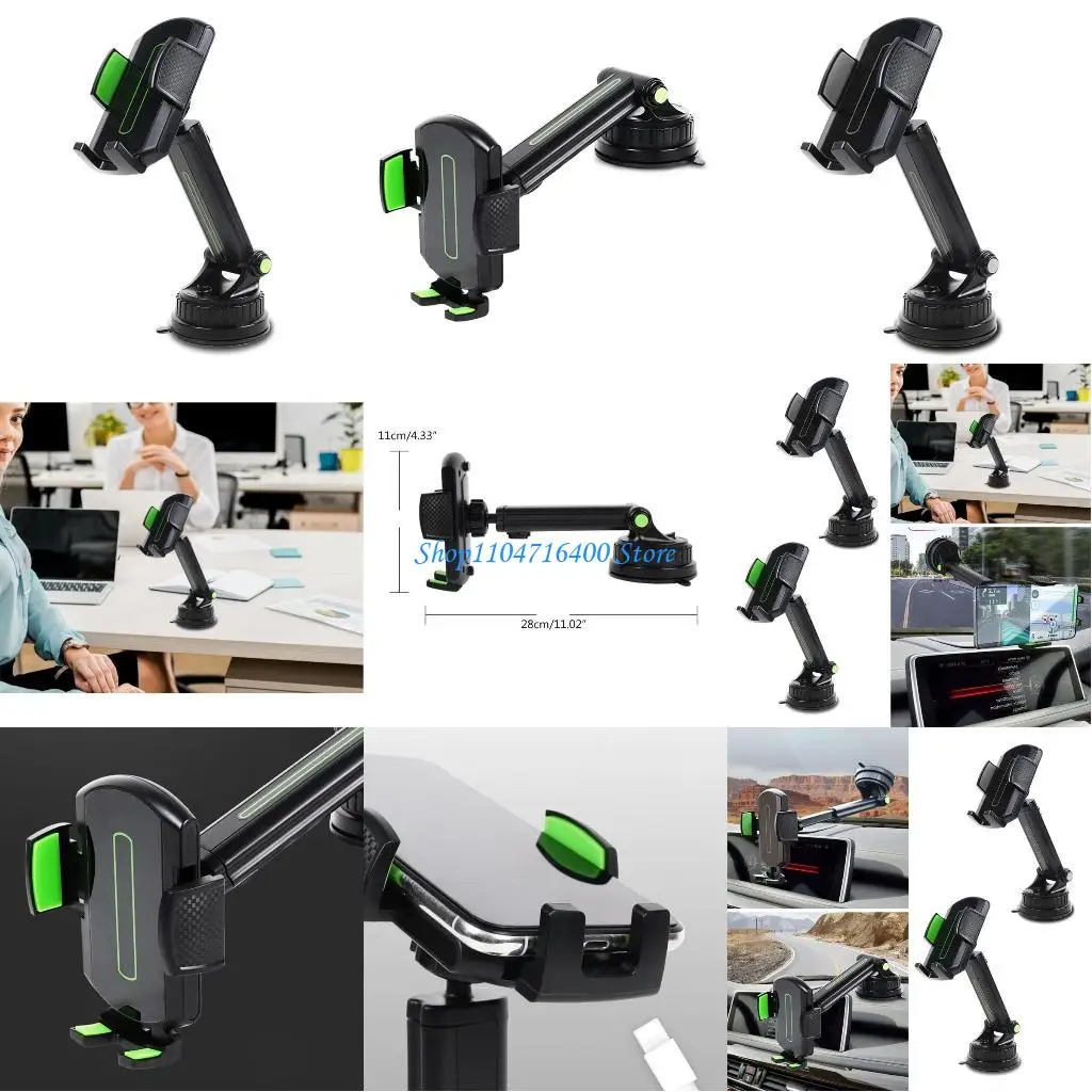 

y1gd Windshield Phone Holder Mount Hands Easy Clamp Suction Cup Gooseneck