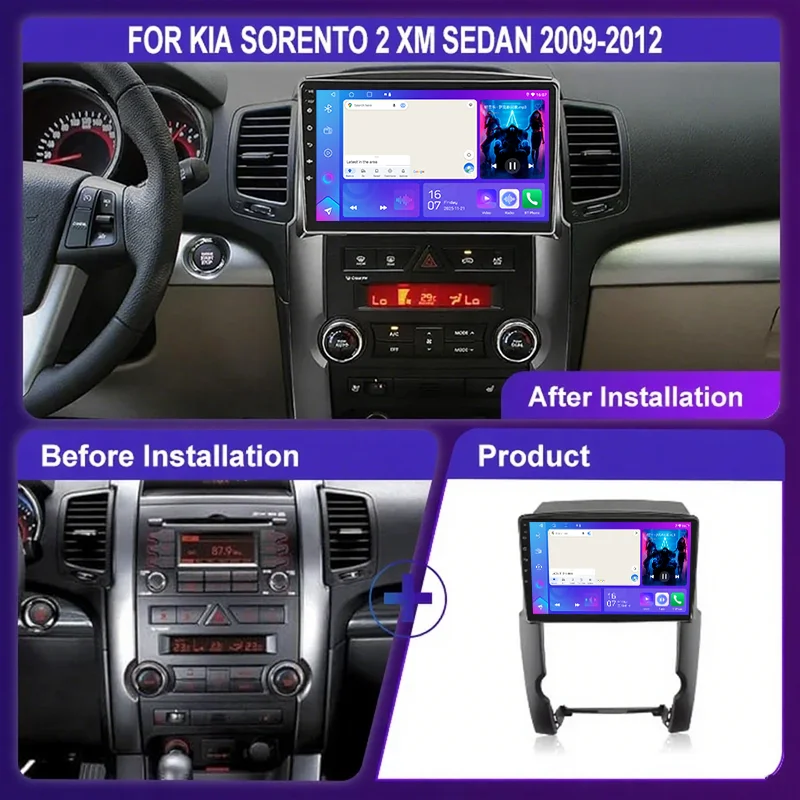 Android 15 Car For Kia Sorento 2 XM 2009 - 2012 GPS Navigation High-performance CPU DVD Player Car Stereo Head Unit No 2din BT