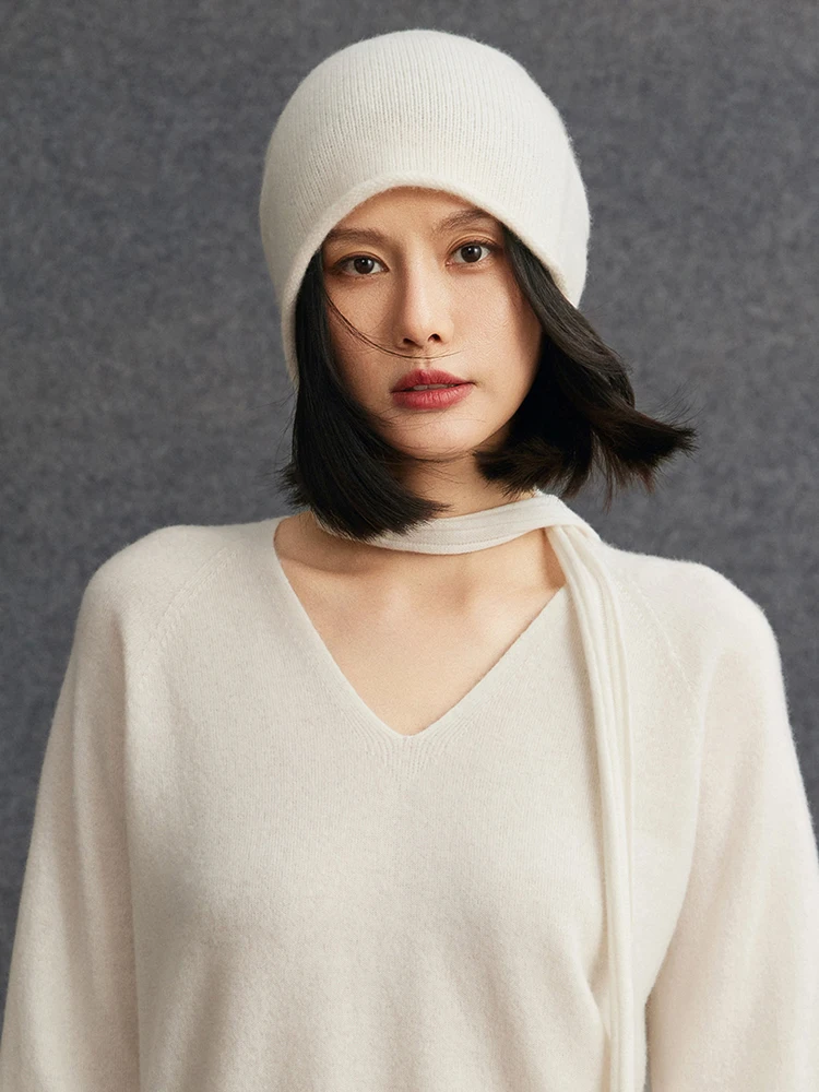 TLOML 新秋冬 レディース シック 100% カシミヤ帽子 暖かい ソフト プルオーバーキャップ カジュアル シンプルスタイル カシミヤ 高品質 帽子 トップス