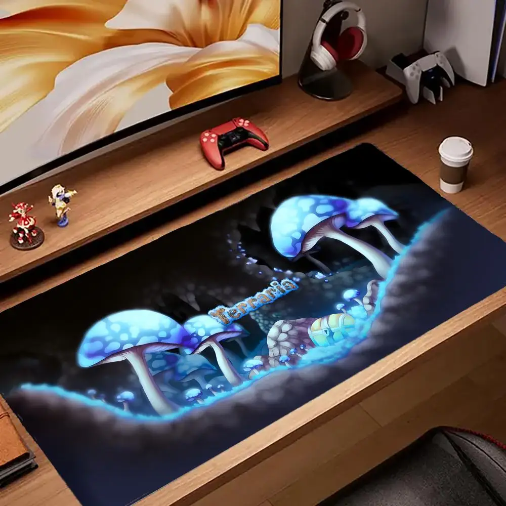 T-Terraria Mouse Pad Tapetes de Mesa Teclado, Borracha Kawai, Tapete de Mesa Antiderrapante, XXL90x40cm