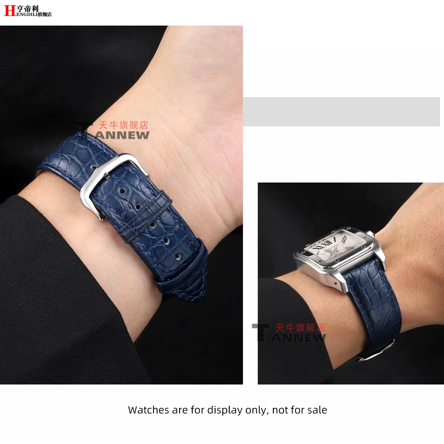 For Cartier Tank Solo Must London Ronde Watch 15 16mm 18 20mm Genuine Alligator Leather Strap Black Luxury Replacement watchband