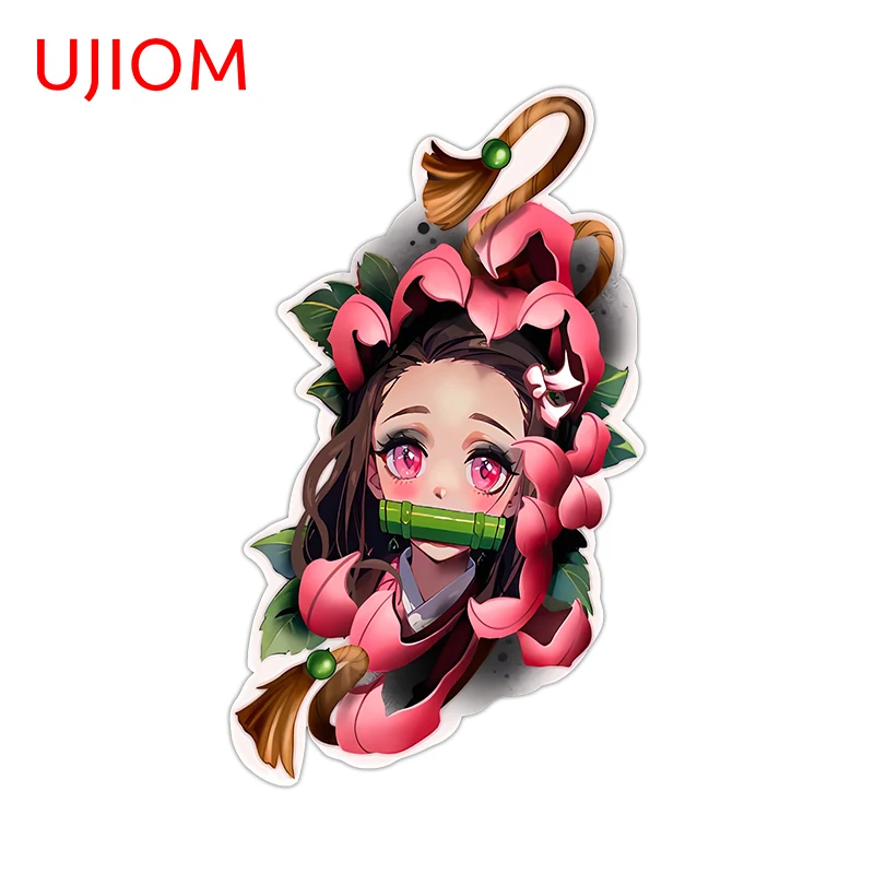 UJIOM 13cm × 7.7cm Beautiful Nezuko Anime Wall Stickers Kawaii Style Cartoon Girl Design Decals Amusing Bedroom Wallpapers