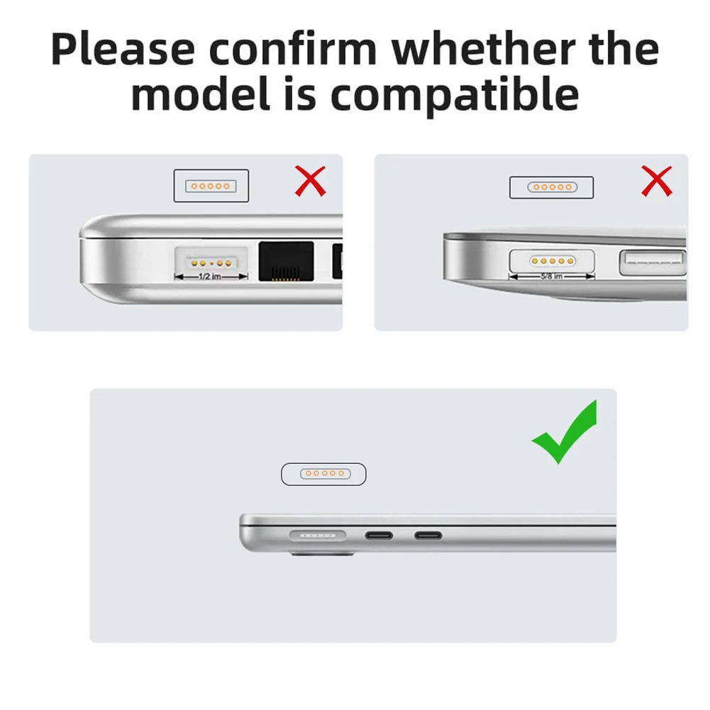 อะแดปเตอร์สายชาร์จเร็ว Type-C ตัวเมีย เป็น Magsafe 3 ตัวผู้ 100W 20V 5A PD3.1 สำหรับ MacBook Air/Pro พร้อมไฟ LED