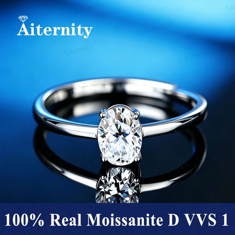 Moissanite Rings Oval/Radiant/Pear 0.5-2CT For Women Real S925 Silver with GRA Certificate Passed Diamond Test Ring Wedding Band